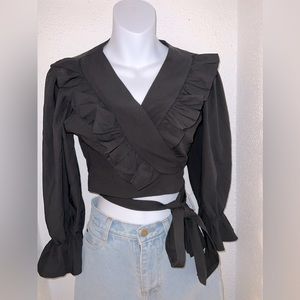 Black cross body top